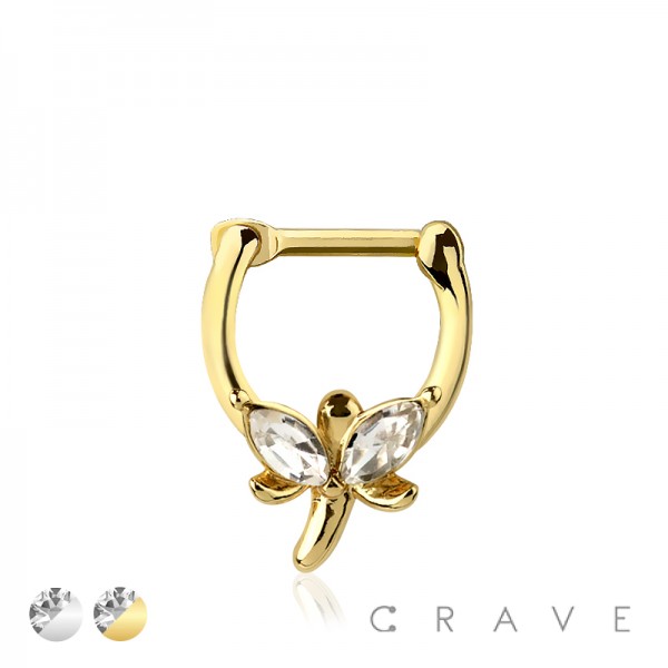 DRAGONFLY DESIGN SEPTUM HINGED CLICKER